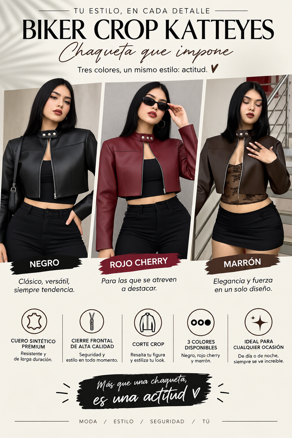 CHAQUETA BIKER CROP KATTEYES