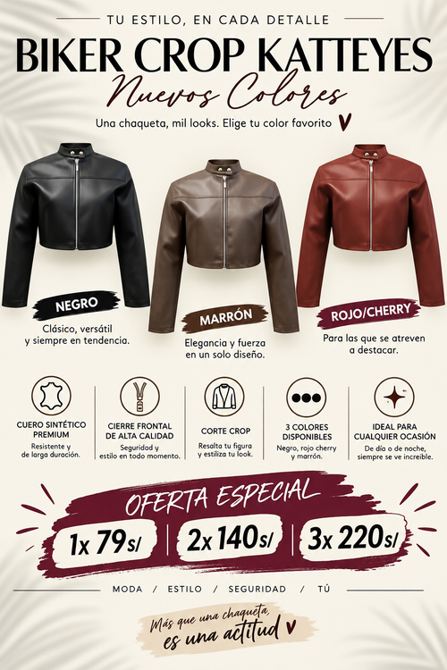 CHAQUETA BIKER CROP KATTEYES