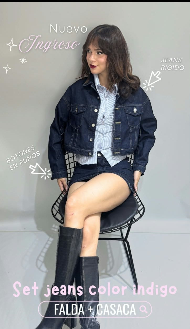 SET JEANS FALDA MAS CASACA